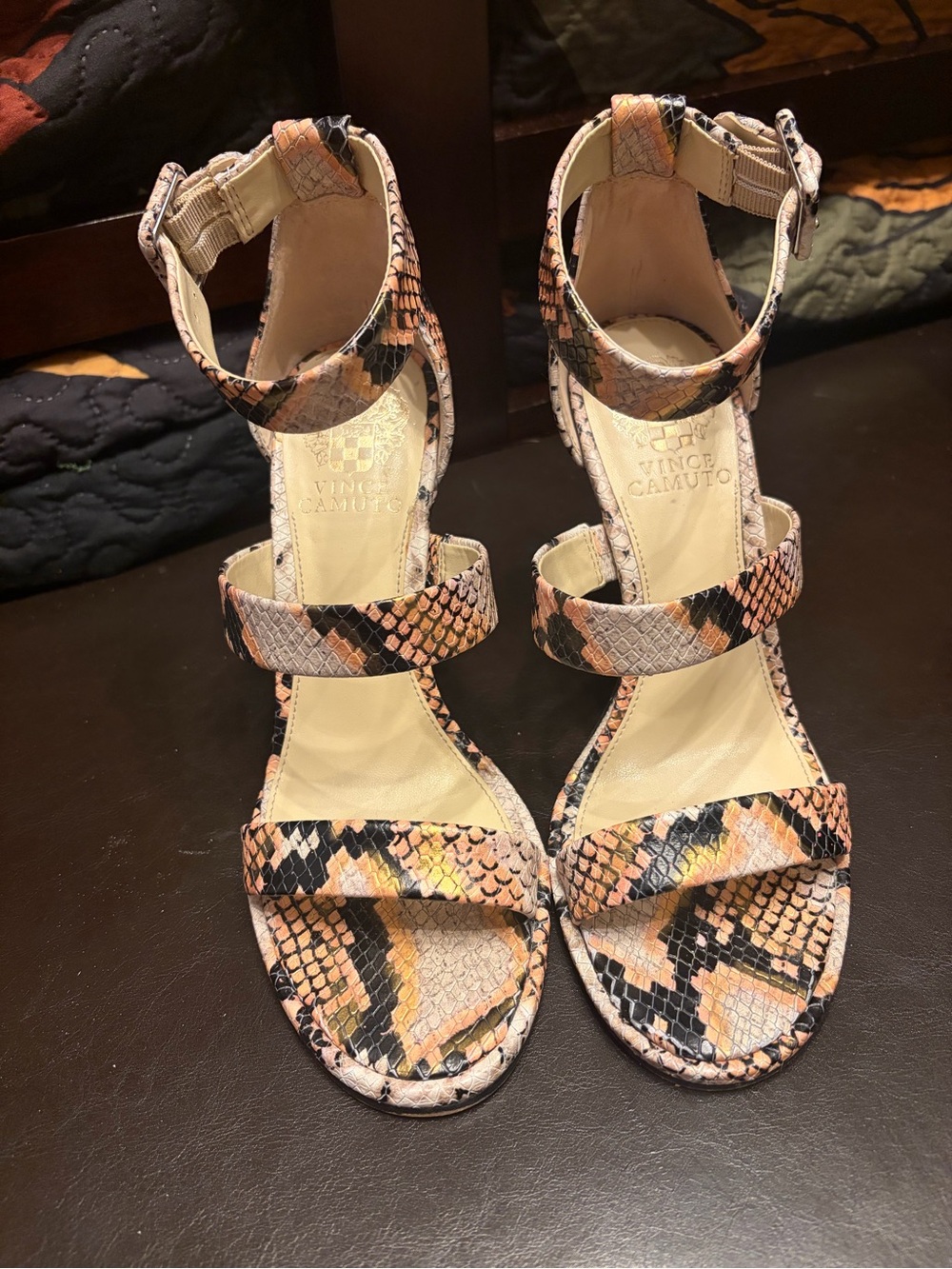 Vince Camuto Women's Multicolor Snake-Print Strappy Sandals